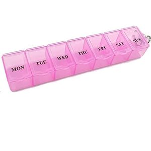 Boxsik - Pillendoosorganizer - Roze tablettendoos - 7-daagse 1 keer per dag medicijnbewaardoos, wekelijkse pillencontainer voor supplementen