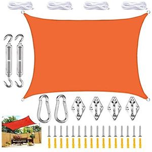 Zonnezeil Rechthoekig Waterdicht Schaduwzeil, Schaduwdoek 95% UV-bescherming, Scheurbestendig Schaduwzeil, For Terras Balkon Tuin Pergola (Color : Orange, Size : 3x3m)