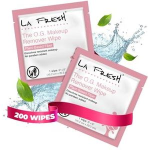 La Fresh Make-up Remover Cleansing Reisdoekjes - Natuurlijk, biologisch afbreekbaar, waterdicht, gezichtshanddoeken met vitamine E - Individueel verpakt en verzegeld (200 count) door La Fresh