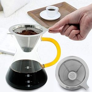 Roestvrijstalen Koffiefilterbeker Druppelaarhulpmiddel voor Huishoudelijk Gebruik, Fijn Scherm, Praktisch en Milieuvriendelijk, Snelle Filtratie, Eenvoudig Onderhoud