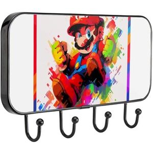JINANSTAR voor Mario Premium zelfklevende sleutelhouder met gehard folie en vezelplaat van gemiddelde dichtheid, ijzeren haken - 22 x 10 cm, 1,2 cm dikte