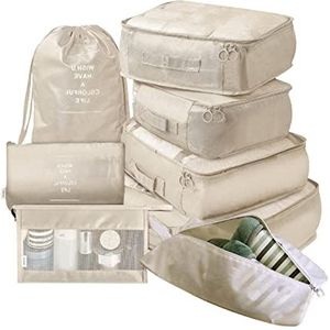 Verpakkingskubussen voor koffer, 8 maten, opvouwbaar, met trekkoord, reisbagage-verpakkingsorganizers, essentiële opbergtassen, reistassen