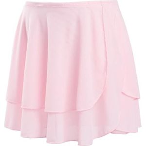 UBOHUZ Chiffon Ballet Rok Dance Cover Twee Lay Elastische Tailleband Voor Vrouwen, roze, L(height135-160cm)