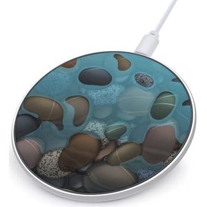 Zeewater en kiezelstenen schattige oplader Pad 10W ronde snel opladen standaard met USB-kabel