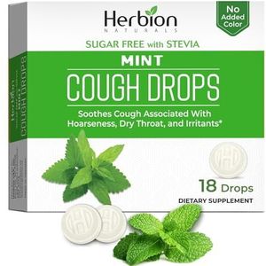 Herbion Naturals hoestdruppels met natuurlijke muntsmaak, suikervrij met stevia, voedingssupplement, kalmeert hoest, voor volwassenen en kinderen vanaf 6 jaar, 18 druppels