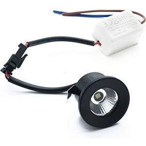 LED-inbouwspot mini spot zwart 1W inbouwlamp rond 28mm trapverlichting traptreden planken 230V
