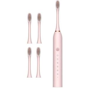Elektrische tandenborstel 4 tanden hoofden IPX7 waterdichte automatische tandenborstel roze