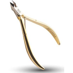 Rui Smiths Professionele Nagelriemknipper, verguld koolstofstaal, Franse handgreep, Enkele Veer, 6mm Kaak (Full Jaw)