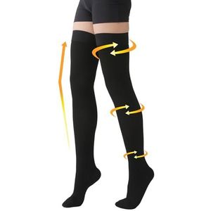 Hoge compressiekousen voor dijen, gesloten teen, paar, stevige ondersteuning, 20-30 mmHg, gradiënt compressiesokken met siliconen band, uniseks, ondoorzichtig, het beste voor spin- en spataderen,