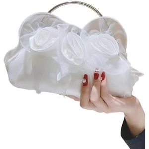Bloemblaadje Koppeling Bruidshandtas Avondtasje Satijn Roos Elegante portemonnee for bruidsmeisje Bruiloft Formele tas met wit handvat