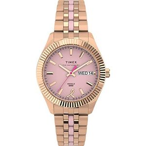Timex Dames Waterbury Legacy x BCRF 36mm horloge - Rose goud-tone armband roze wijzerplaat rose goud-tone kast, roze/goud, one size, 36 mm X BCRF Waterbury Boyfriend 3-hand armbandhorloge, roze/goud,