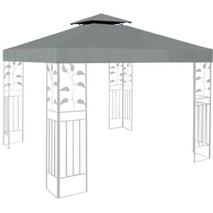 Paviljoendak, 3 x 3 m, waterdicht, dubbel dak, beschermkap, paviljoen, reservedak, stormbestendig, partytent, vervangende hoes (grijs, 3 x 3 m)