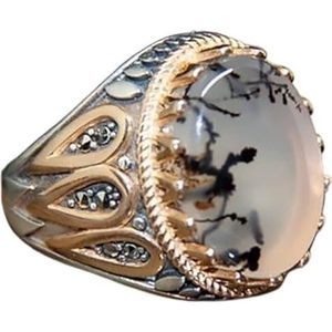 Metalen Ringen Punk Sieraden Vintage Handgemaakte Zwarte Onyx Stenen Ringen for Mannen Zilver Kleur Carving Patroon -13,015, 3, 9