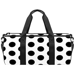 Witte Kikkers Patroon Zwarte Backgorund Reizen Duffle Bag Sport Bagage met Rugzak Tote Gym Tas voor Mannen en Vrouwen, Zwarte Stip Patroon, 45 x 23 x 23 cm / 17.7 x 9 x 9 inch