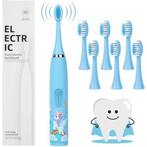 Vicloon Elektrische tandenborstel voor kinderen, oplaadbare elektrische tandenborstel voor kinderen met 6 vervangbare borstelkoppen, timer 4 modi, 18000 slagen, ipx7 waterdicht, zachte haren, zacht