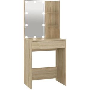 vidaXL Kaptafel met LED-verlichting 60x40x140 cm sonoma eikenkleurig, kap tafel, slaapkamer tafel, tafeltje, make-up tafel, wandtafel, makeup tafel