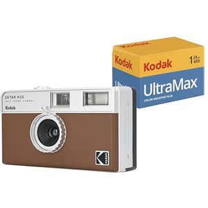 KODAK - EKTAR H35 - Half Frame Film Camera - Bruin - Inclusief 24exp Film