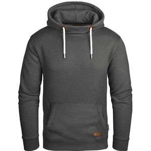 Grin&Bear GEC494 Hoodie voor heren, sweatshirt met capuchon, capuchonjack, hoog sluitende kraag, antraciet, S