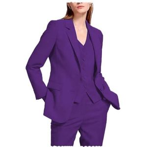 Dames - 3-delig Pak - Paars - Zakelijke Outfit - Formele Kantoor Damesoutfits