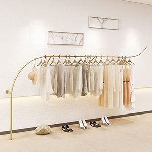 LBSI Creatief Display-kledingrek in Boetiekkledingwinkels, Modern Kledingrek Voor de Detailhandel, Kaststang Retail-displayrek Voor Kledingopslag, Goud