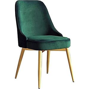 GEIRONV 1 stks fluwelen eetkamerstoel, goud metalen poten vrije tijd koffiestoel slaapkamer stoelen modern design gestoffeerde rugleuning stoel Eetstoelen (Color : Green, Size : 50x52x85cm)