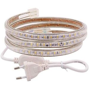 XUNATA LED-strip, 220 V, SMD 3014, 120 leds/m, IP67 waterdicht, plafondladder, wit, ledstrip, keuken, kabel, ledlampen (koudwit, 1 m)