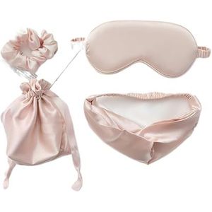 Oogmasker Zijde Slaapmasker voor De Nacht Vrouwen Volwassenen Relax Zachte Dutje Oogbedekking Slaap Masker 4 Stuks Set Gezondheid Blinddoeken Reizen Mode om te slapen (Fris Roze L)