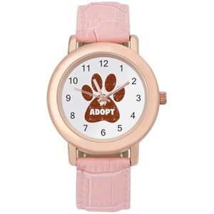 Leuke Huisdieren Poot Kat Hond Adopteren Rode Horloges Voor Vrouwen Mode Sport Horloge Vrouwen Lederen Horloge