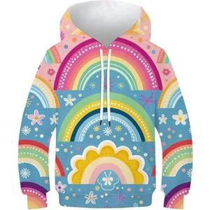 EUZZDHESP Rainbow 3DSweatshirtFunny Unisex Zip Upwith PocketOutfit Herfst voor Tiener Meisje Jongen, Stijl-18, 8-10 jaar