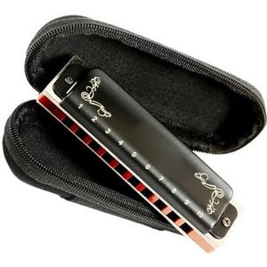 mondharmonica 10 Gaten Harmonica Paddy 12 Tones Nieuwe Harp Messing Stemplaten Fosforbrons Rieten Diatonische (Color : Black D key)