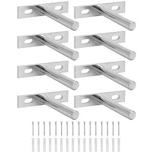 QWORK® 8 stuks onzichtbare plankbeugels - 75 mm - massief ijzeren zwevende plankbeugels voor wandmontage decoratie kastmeubilair