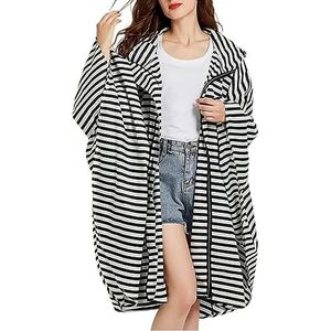 Poncho Regenjas Volwassen Mantel Regenjas Lichte Trenchcoat Poncho Fietsen Wandelen Grote Maten En Vrouwelijk Regenkleding(Black,Large)