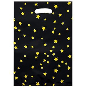 10st / pak Golden Stars Plastic Kerst Candy Gift Bags Birthday Party Wedding Party Decoration ZRONG (Kleur : Black)
