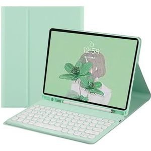 Hoesje met Toetsenbord voor Samsung Galaxy Tab A9 Plus 11 Inch (SM-X210/X215/X216/X218), Afneembaar Toetsenbord met Penhouder,Groen