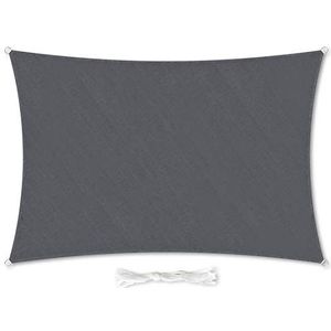 Premium rechthoekig zonnedoek 2x3m donkergrijs incl bevestigingskabels van weerbestendig HDPE | zonwering zonnescherm zonnezeil schaduwdoek tuin balkon camping terras, UV-bescherming weerbescherming