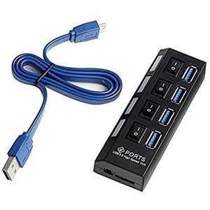 MMOBIEL Super Speed 4 Ports 3.0 USB Hub Multi Oplaadadapter met Aan/Uit Knop en Led Verlichting
