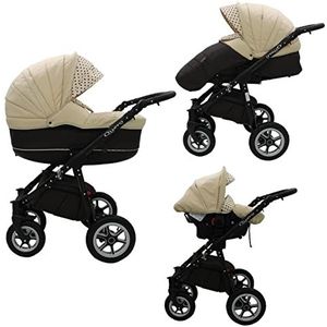Wandelwagen voor grote ouders, babyzitje en Isofix, selecteerbaar, Quero by Saintbaby Black Cream Black 07 3-in-1 met babyzitje