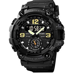KXAITO Mannen Horloges Sport Outdoor Waterdichte Militaire Horloge Datum Multi Functie Tactiek LED Alarm Stopwatch, 37_black, riem