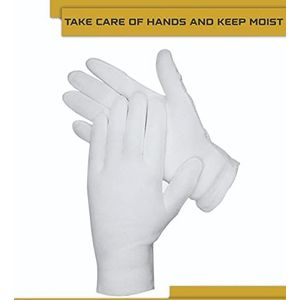 DOVORTEX 24 stuks witte katoenen handschoenen | katoenen handschoenen voor eczeem | katoenen handschoenen voor droge handen | vochtinbrengende handschoenen | inspectiehandschoenen | munthandschoenen en sieradeninspectiehandschoenen |