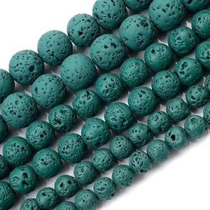 Natuurlijke groene steen kralen Jades kristal Turkoois losse spacer kralen voor sieraden maken DIY handgemaakte armband ketting 4-12 mm-donkergroene lava-8 mm ongeveer 45 kralen