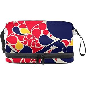 Grote capaciteit reizen cosmetische tas,Oosterse stijl kunst tekening, make-up tas, waterdichte make-up tas organisator, Meerkleurig, 27x15x14 cm/10.6x5.9x5.5 in