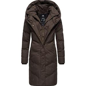 Ragwear Natalka Winterjas voor dames, warme gewatteerde jas, lang, met capuchon, XS-6XL, Dark Choco022, M