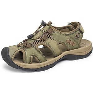 EKsma Heren sport outdoor sandalen, zomer heren strandschoenen gesloten teen schoenen, casual trekking wandelen wandelen sandalen, Groen, 40 EU