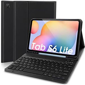 Lachesis Galaxy Tab S6 Lite 2024 Toetsenbordhoes, Leren Hoesje met Afneembaar Magnetisch Bluetooth Toetsenbord Italiaanse Lay-out voor Samsung Tab S6 Lite 10.4'' SM-P620/P625/P613/P619/P610/P615, Zwar