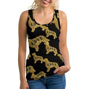 Golden Retriever Love Dog Paw Tanktop voor dames, mouwloos T-shirt, pullover, vest, atletisch, basic shirts, zomer bedrukt