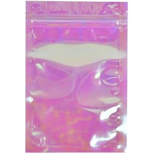 100 stuks platte folie ziplock zakjes badzout cosmetische tas roze helder mini dikke mylar hersluitbare(12x18cm)