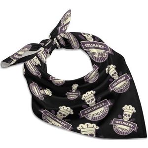Culinaire gangster vierkante bandana mode satijn wrap nek sjaals comfortabele hoofddoek voor vrouwen haar 63,5 cm x 63,5 cm
