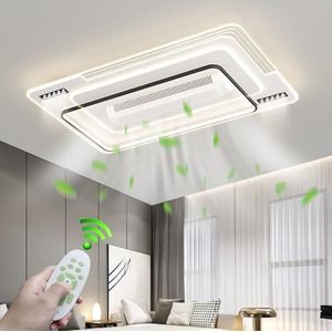 DC LED Plafondventilator Licht 3 Kleuren Omkeerbare Stille Plafondventilator Met Verlichting 6 Snelheid Timer Ventilator Lamp En Afstandsbediening Voor Slaapkamer Woonkamer-Ceiling white woodgrain