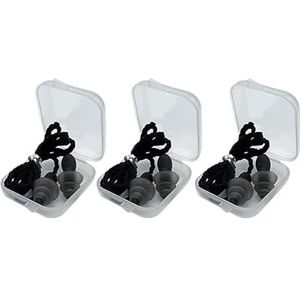 1-10Pairs Noise Cancelling Siliconen Oordopjes Herbruikbare Oordopje met Touw Waterdichte Zwemmen Rubber Oordoppen Kom met Doos (3 Paar Zwart)