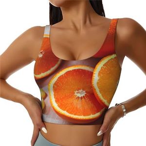 Verse Oranje Fruit Print Comfortabele Vrouwen Sport Vest Yoga Workout Vest Voor Vrouwen Lichtgewicht Zomer, Zwart, S